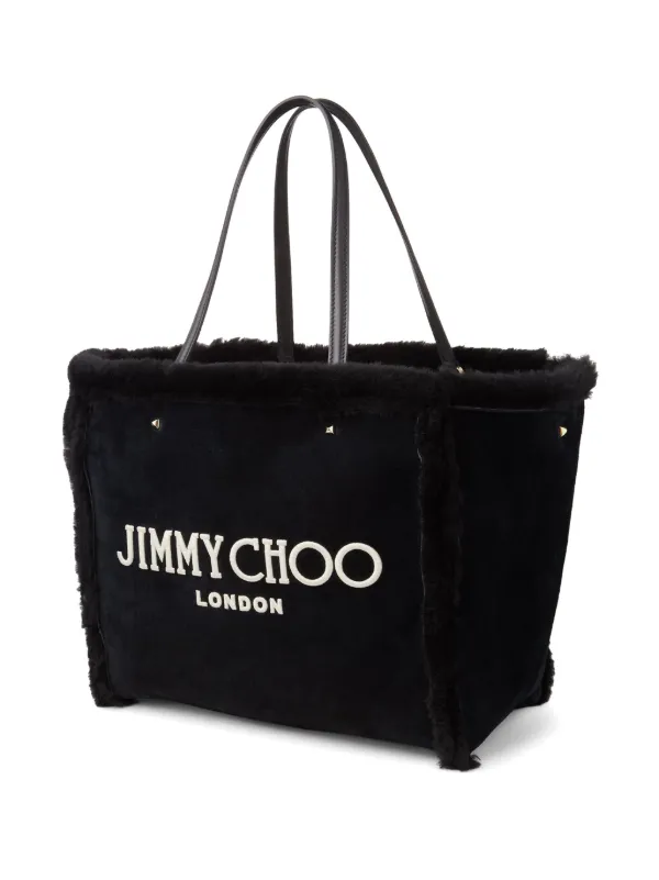 Jimmy Choo Avenue Shearling Tote Bag Black FARFETCH AO