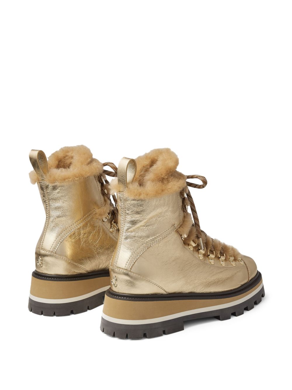 Shop Jimmy Choo Chike Shearling Boots In Gold