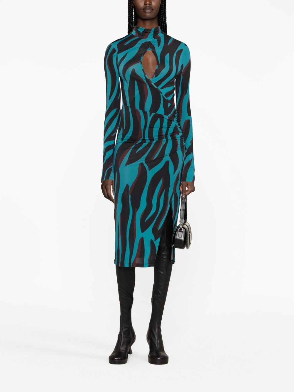 PINKO zebra-print cut-out dress - Groen