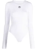 Marine Serre Crescent Moon-embroidered cotton bodysuit - White