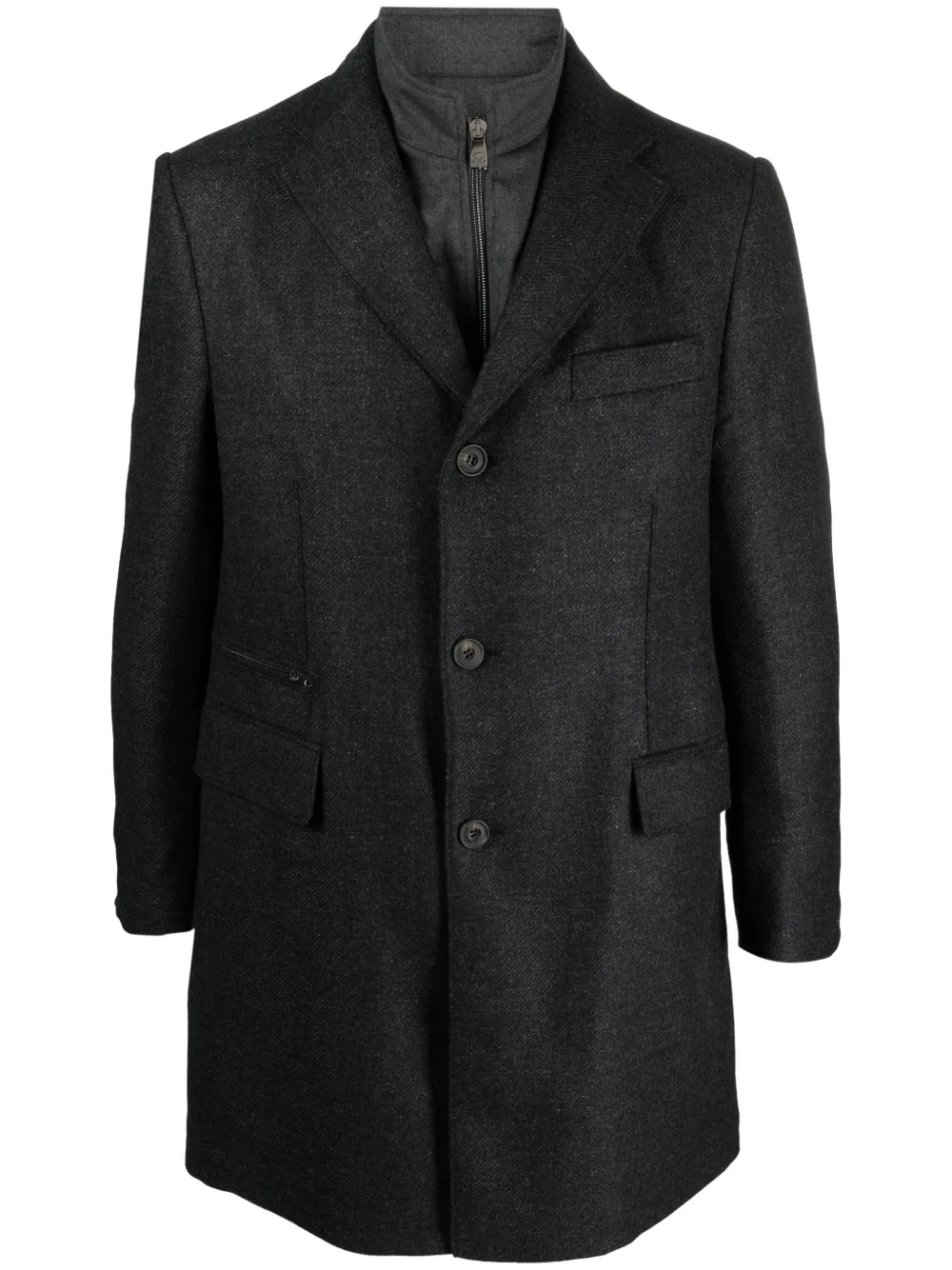 Shop Corneliani Single-breasted Virgin Wool-blend Coat In Grey