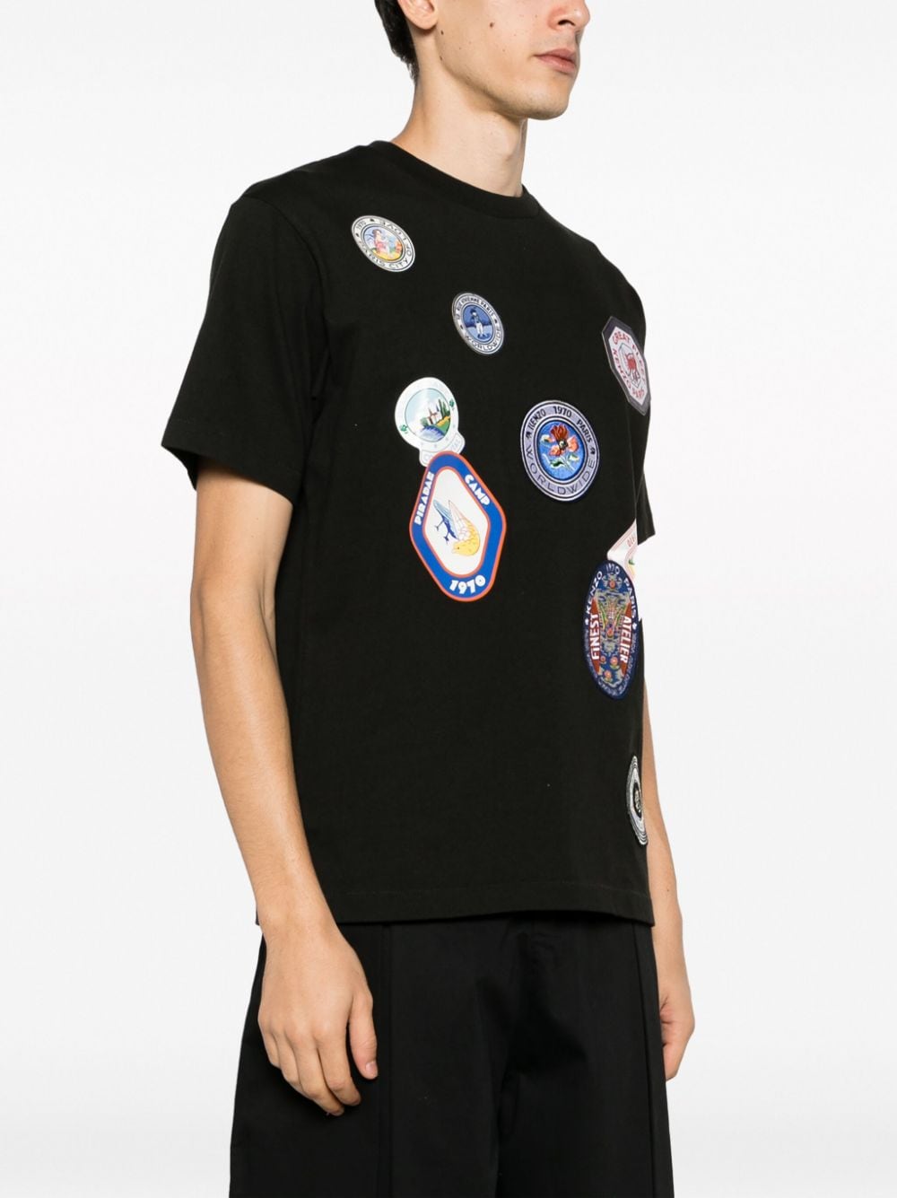 Shop Kenzo Travel Patches Cotton T-shirt In Black