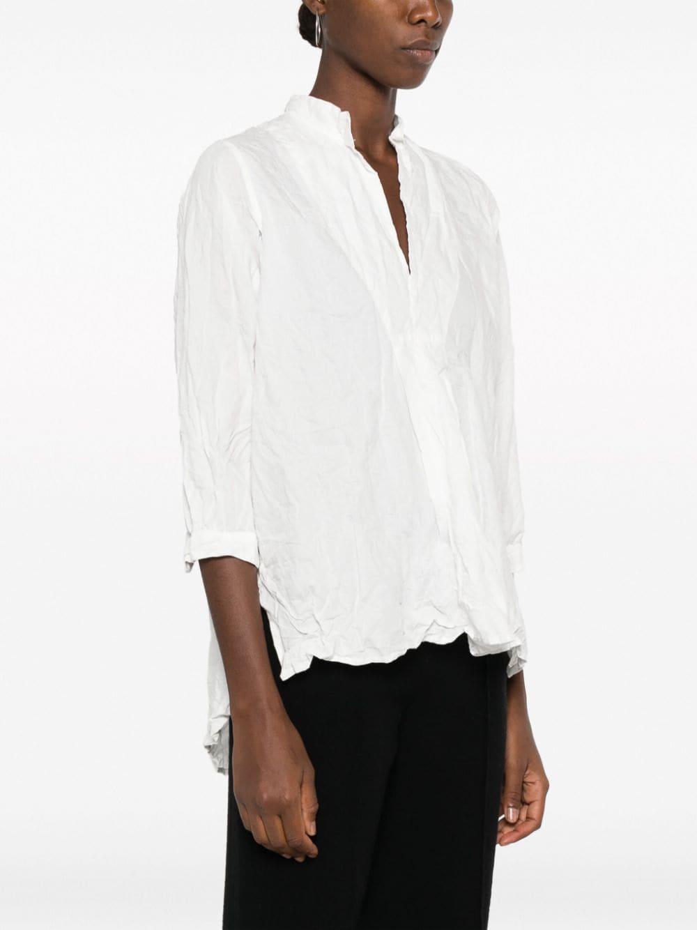 Shop Daniela Gregis V-neck Crinkled Cotton Blouse In White