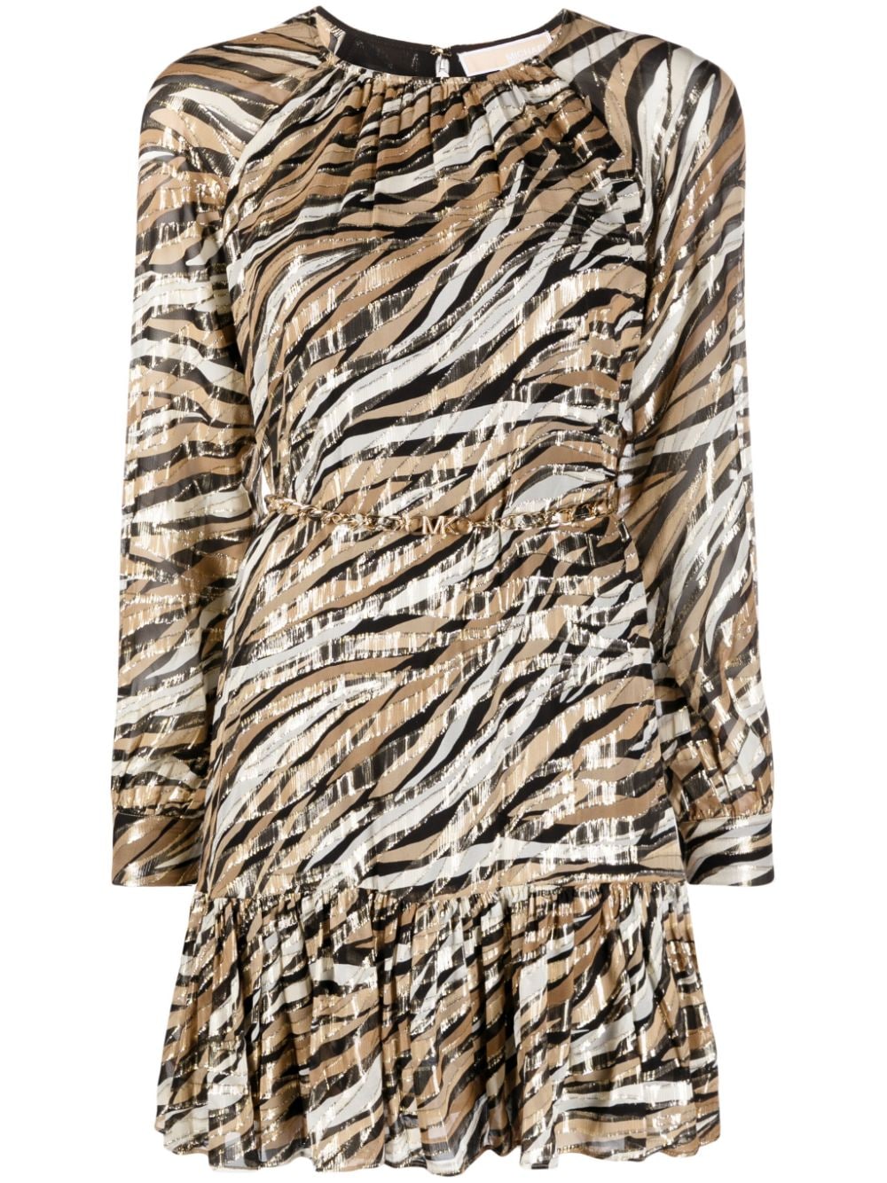 zebra-print long-sleeved minidress