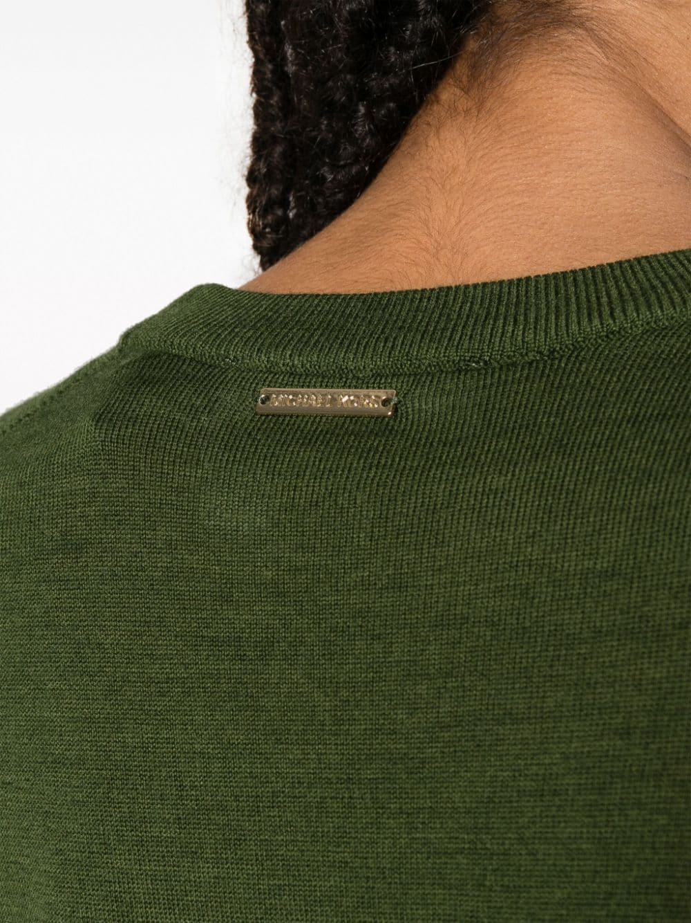 Shop Michael Michael Kors Buttoned-cuff Fine-knit Jumper In 绿色