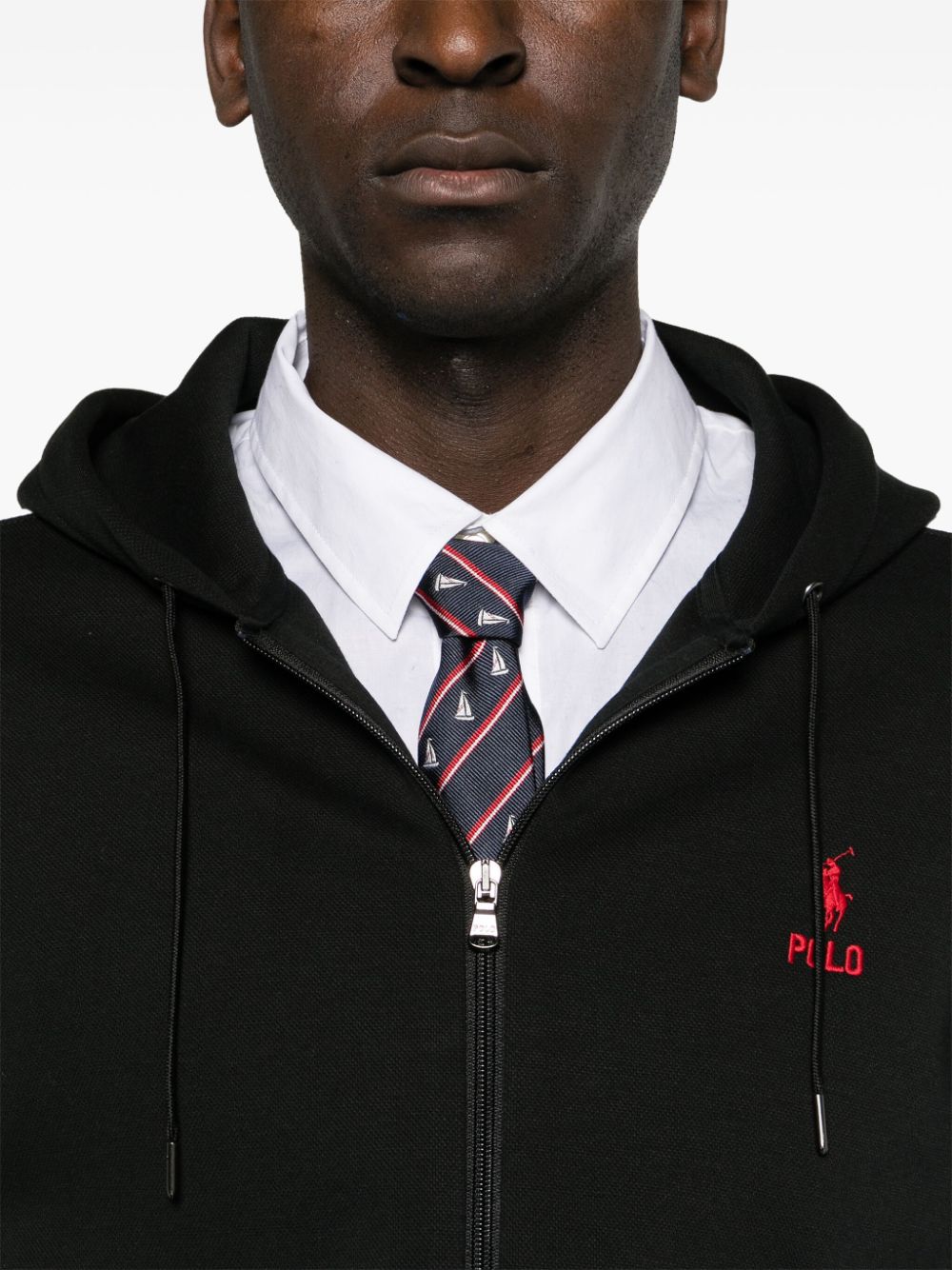 Polo Ralph Lauren Hoodie met rits en streep Zwart