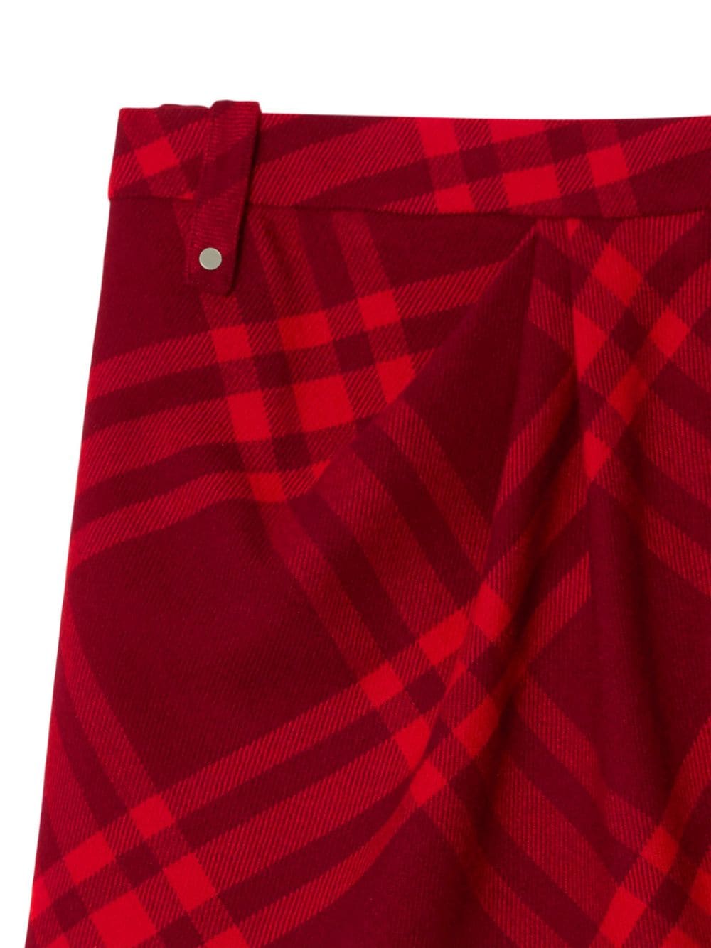 Shop Burberry Check-pattern Wool Miniskirt In Red