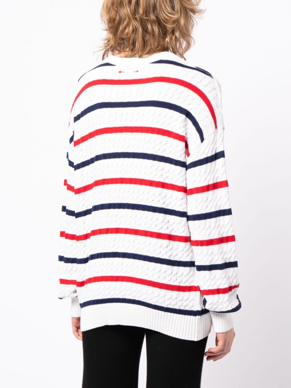 Shop The Upside Heritage Boo Striped Cable-knit Jumper In White