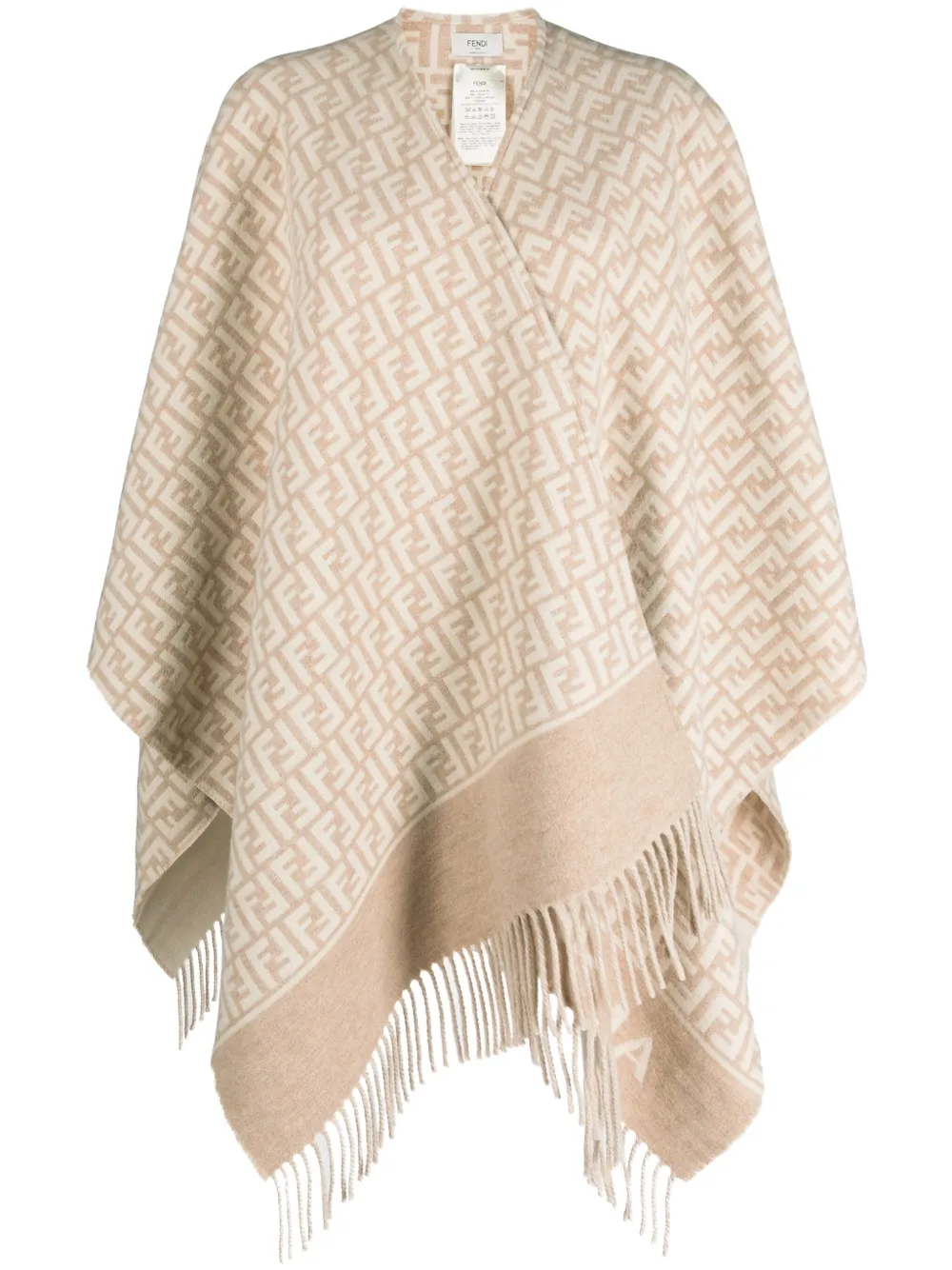 FF-jacquard fringed cape