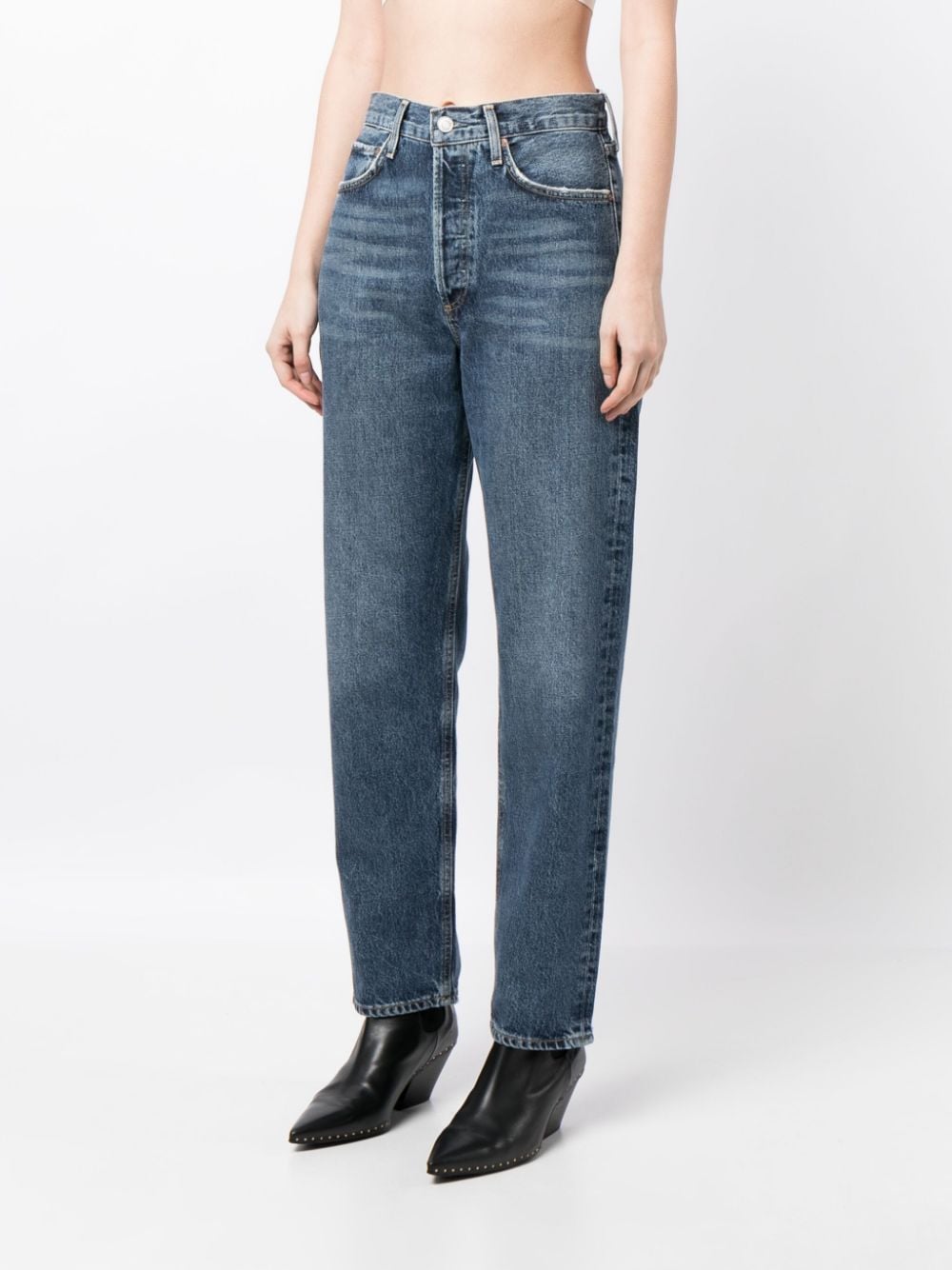 Shop Agolde 90's High-rise Tapered Jeans In Blue