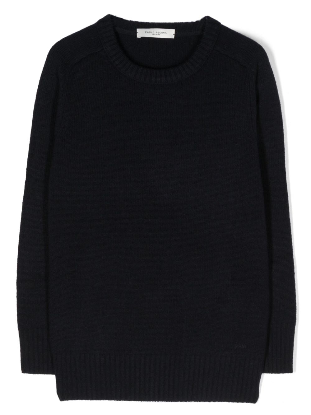 Shop Paolo Pecora Logo-embroidered Round-neck Jumper In Blue