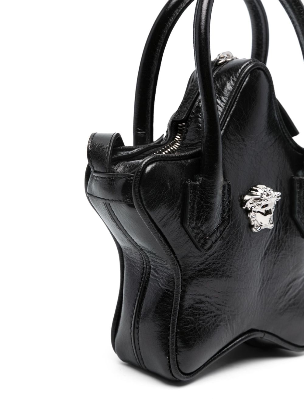 Shop Versace La Medusa Leather Shoulder Bag In Black