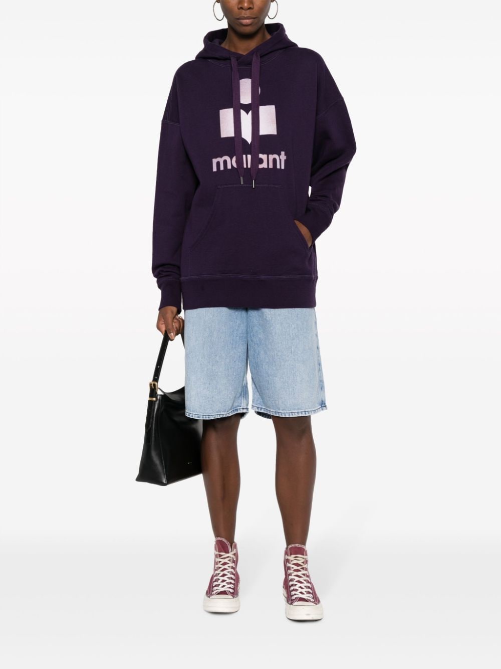 MARANT ÉTOILE Mansel logo-flocked jersey hoodie - Paars