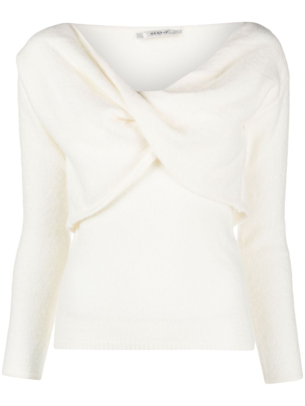 Gestuz twist-detail knitted top - Neutrals