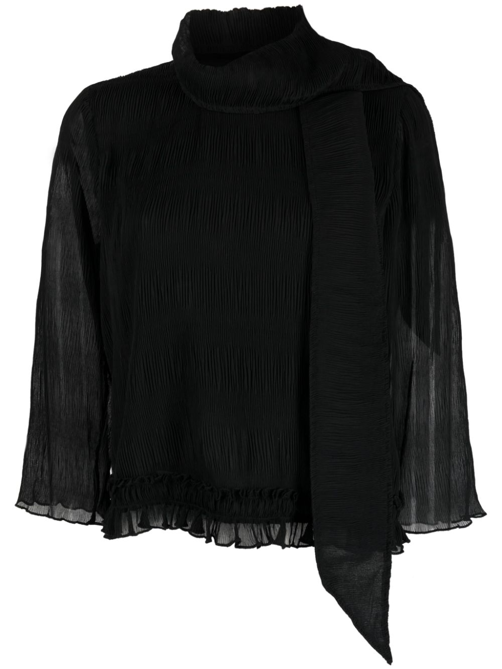 GANNI Plissé blouse Zwart
