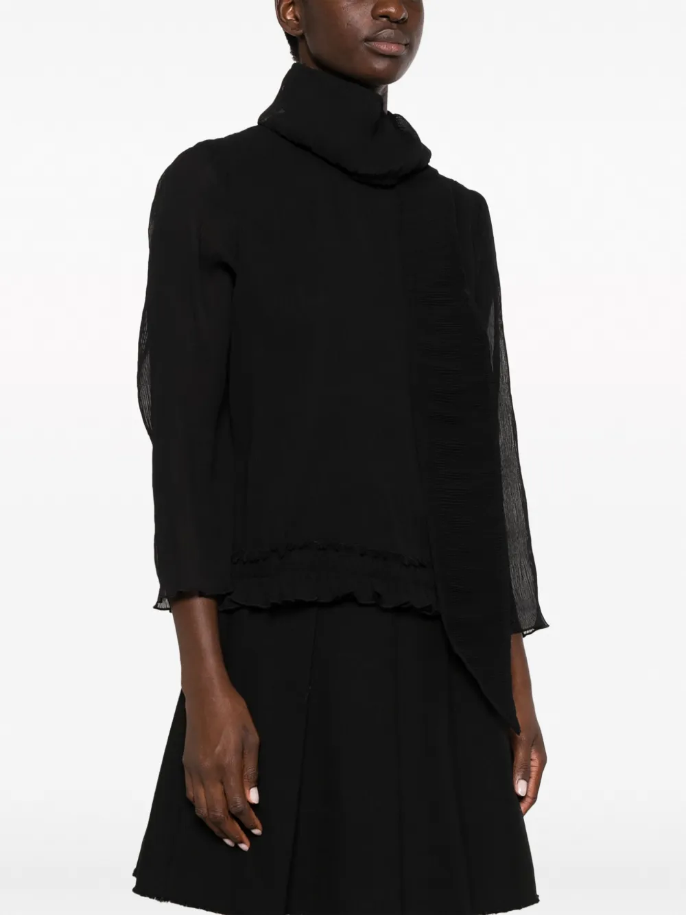 GANNI Plissé blouse Zwart