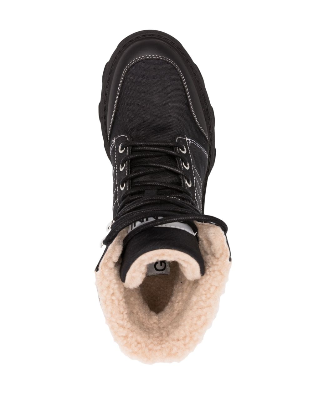 Shop Ganni Faux-shearling-lined Hiking Boots In Black