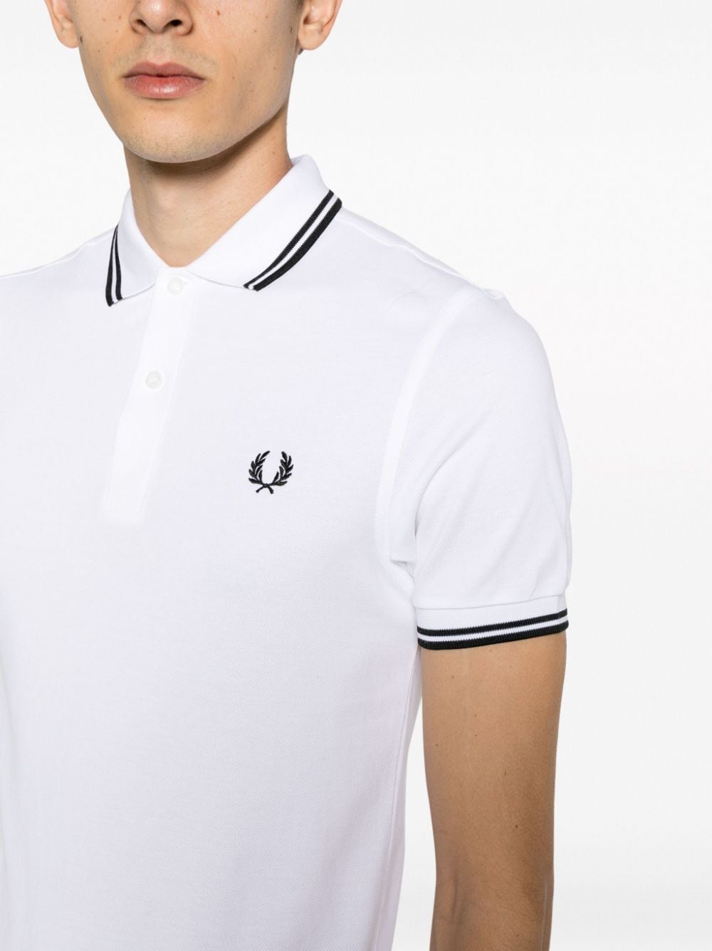 Shop Fred Perry Logo-embroidered Cotton Polo Shirt In White