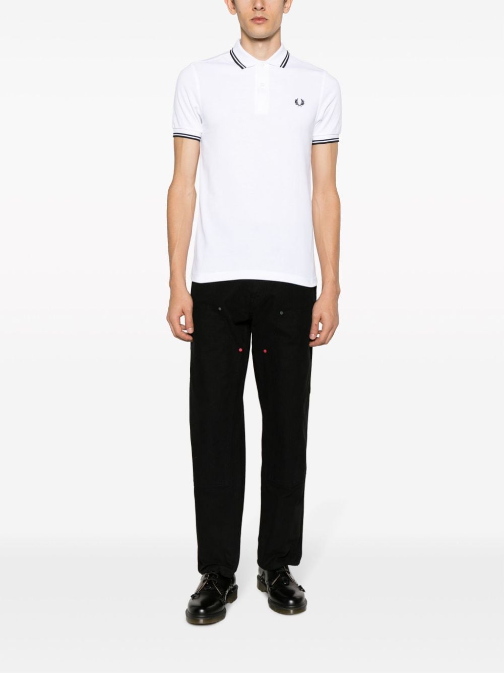Shop Fred Perry Logo-embroidered Cotton Polo Shirt In White