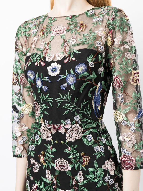 Marchesa notte hotsell embroidered floral dress