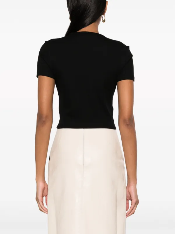 FENDI logo-embroidered Cropped cotton-blend T-shirt | Black | FARFETCH