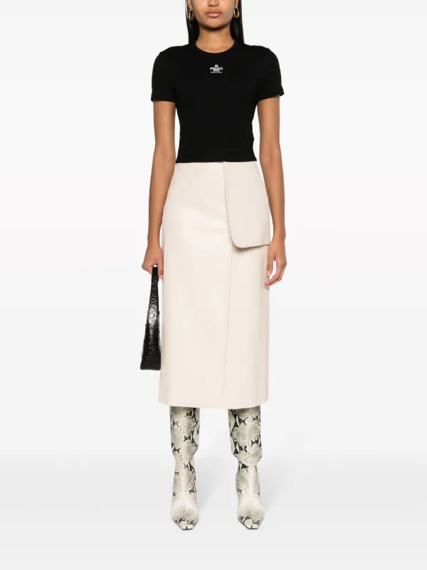 FENDI logo-embroidered Cropped cotton-blend T-shirt | Black