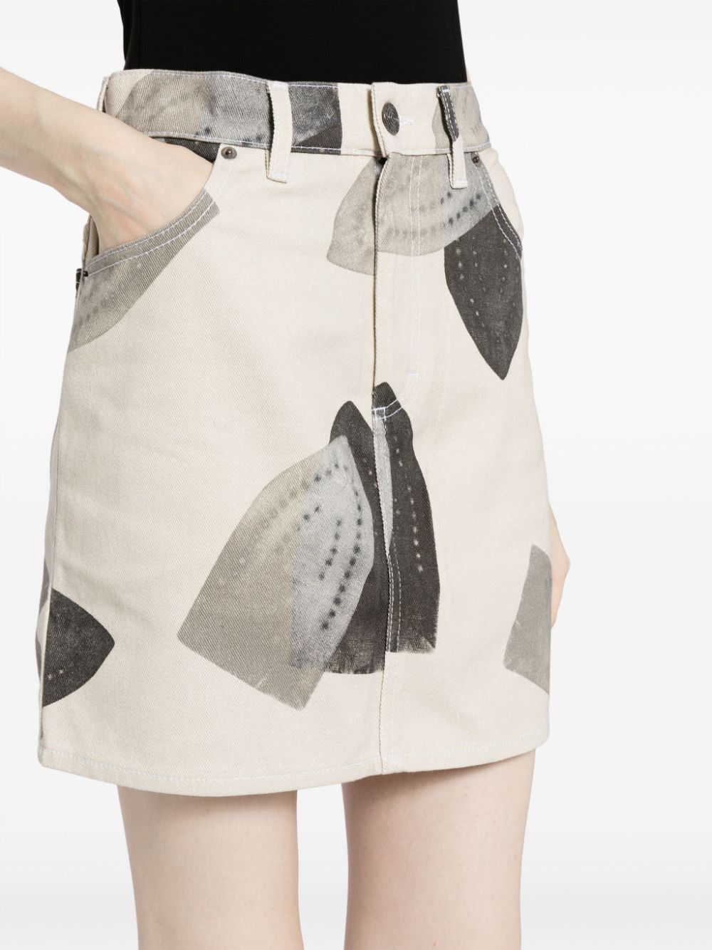 Shop Charles Jeffrey Loverboy Iron-print Cotton Skirt In Neutrals