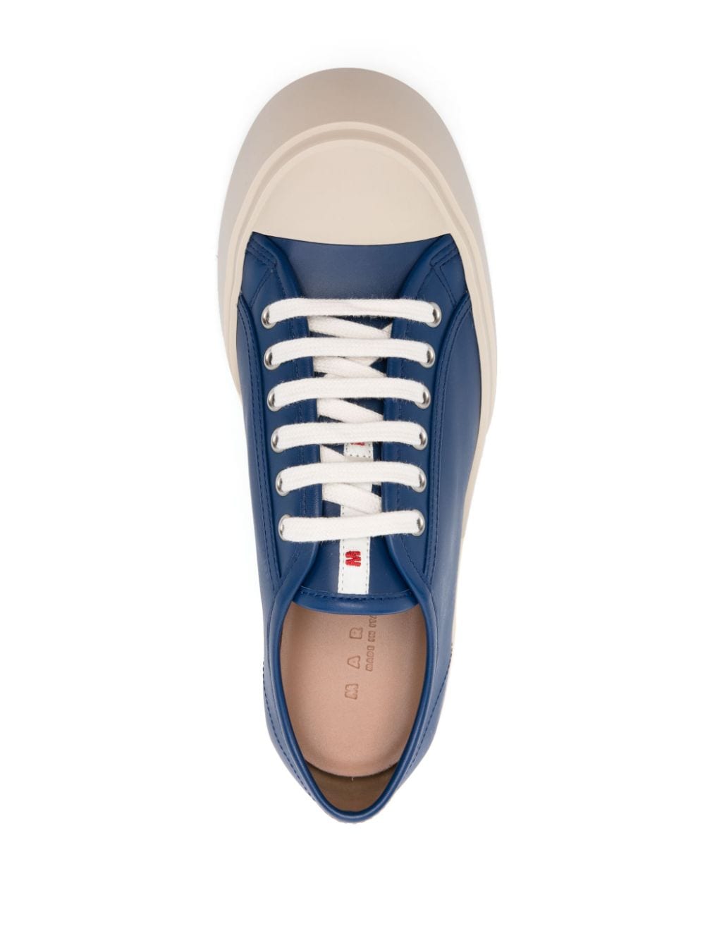 Shop Marni Pablo Leather Flatform Sneakers In Blue