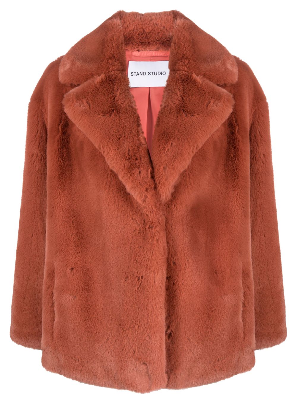 Stand Studio Notched Lapels Faux Fur Jacket Farfetch