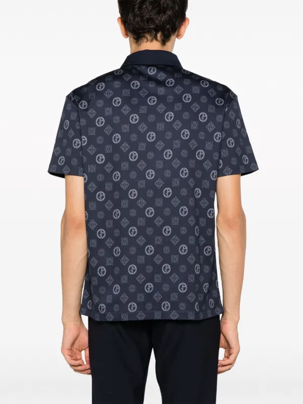 Giorgio Armani monogram-print Cotton Polo Shirt - Farfetch