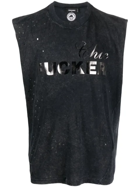 DSQUARED2 slogan-print cotton tank top