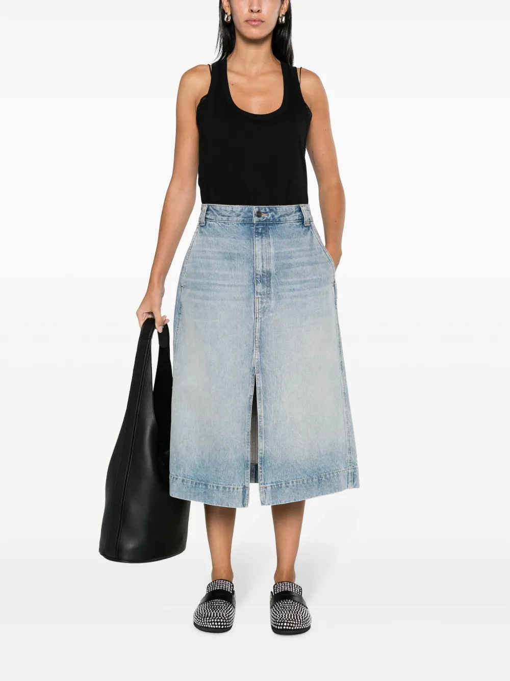 Nº21 scoop-neck cotton tank top - Zwart