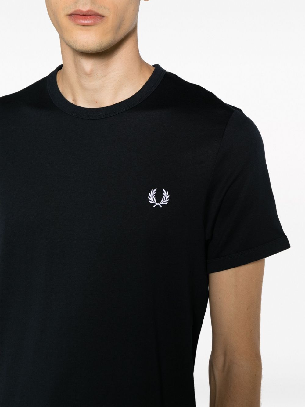 Shop Fred Perry Logo-embroidered Cotton T-shirt In Blue