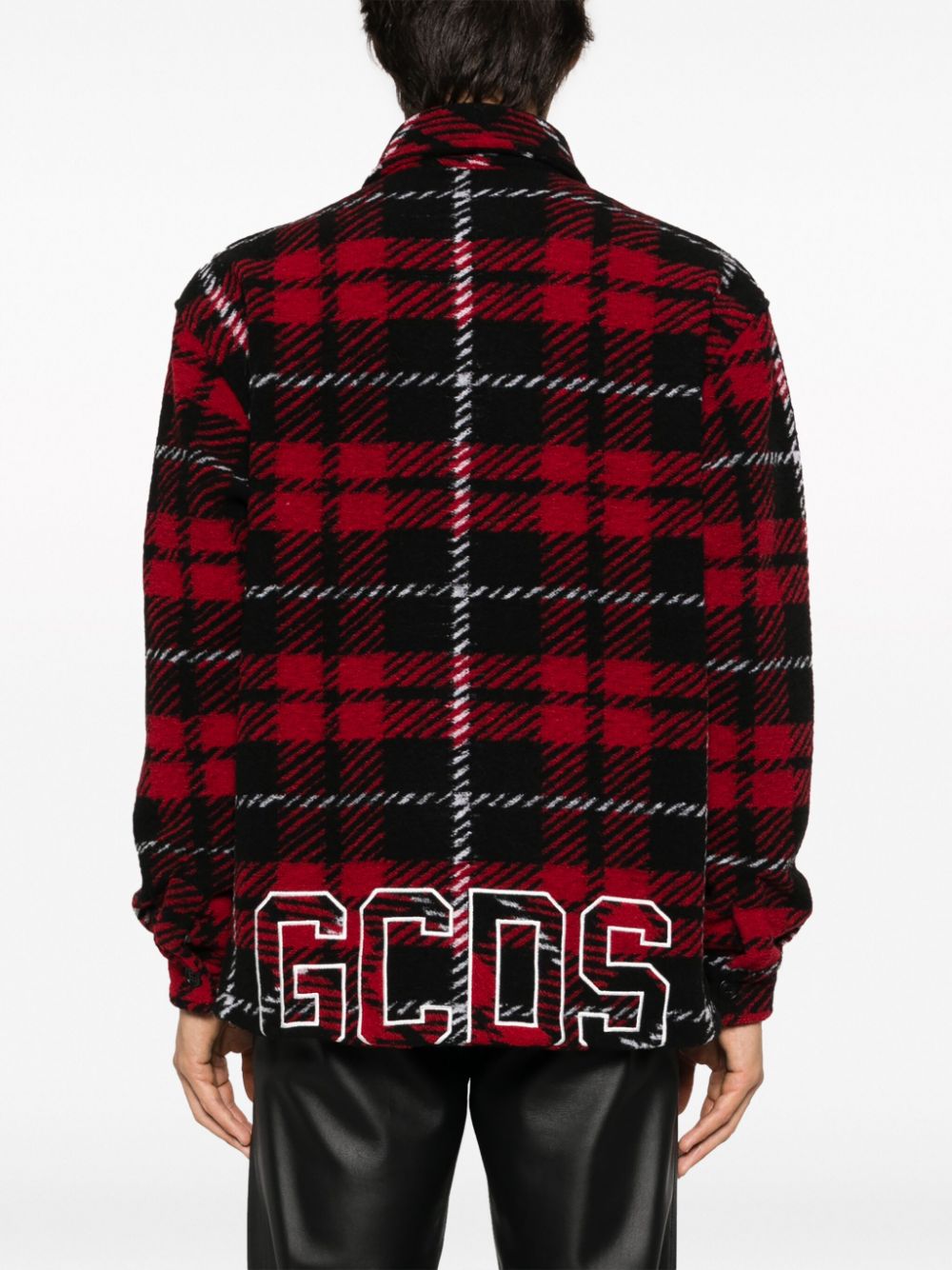 Shop Gcds Check-pattern Shirt Jacket In Red