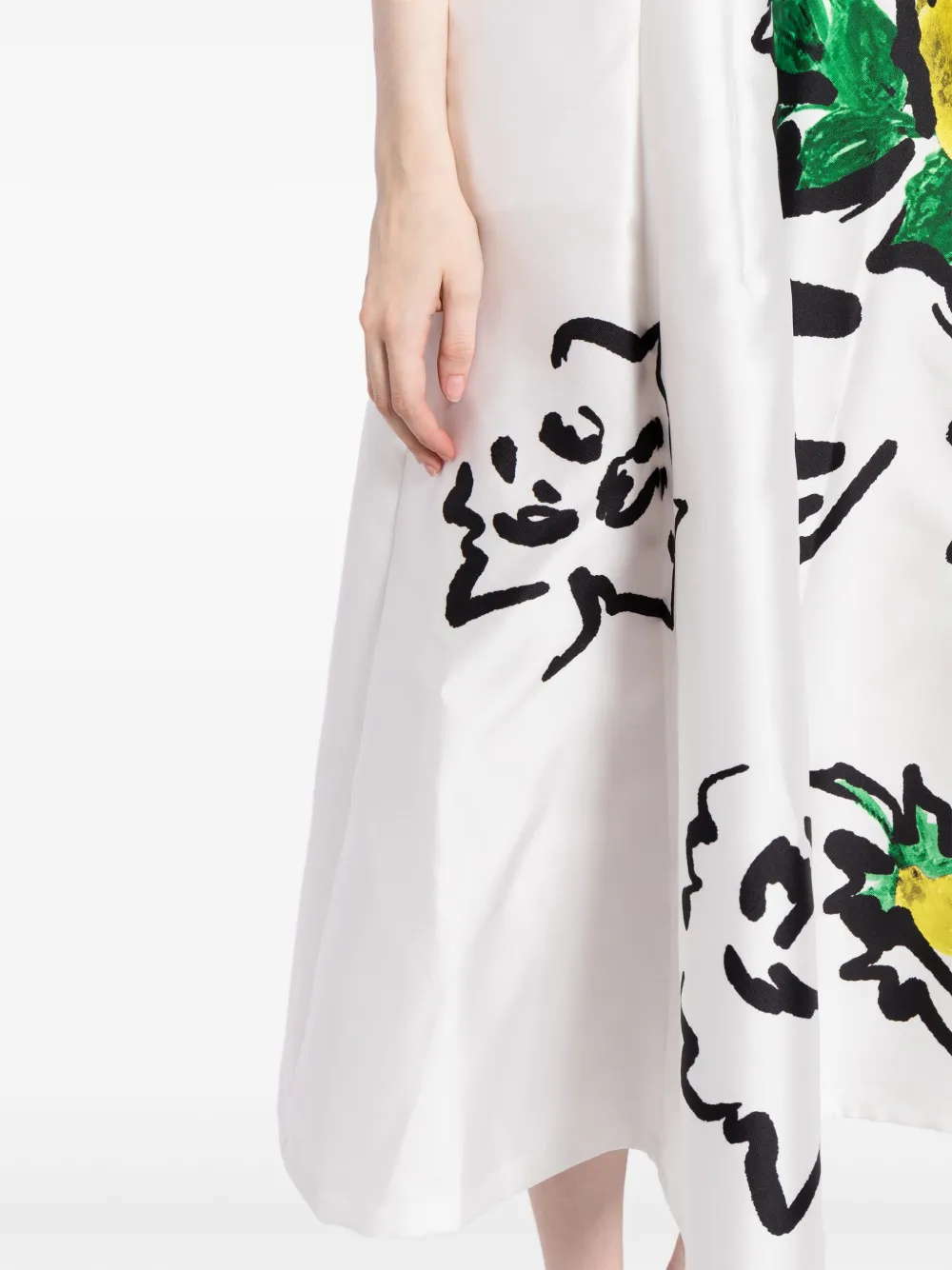 Philosophy Di Lorenzo Serafini Punk Flowers Satin-finish A-line Dress In Weiss