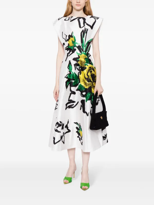 Philosophy Di Lorenzo Serafini Punk Flowers satin-finish A-line Dress | White | FARFETCH Philosophy Di Lorenzo Serafini Punk Flowers satin-finish A-line Dress | White | FARFETCH