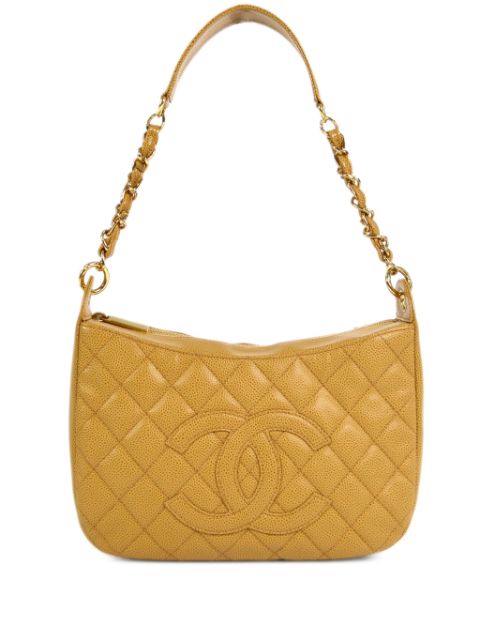 CHANEL 2002 diamond-quilted CC appliquee shoulder bag Women