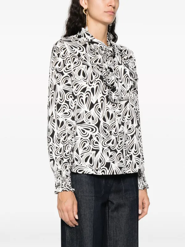 DVF Diane Von Furstenberg Tina heart-pattern Shirt | Black