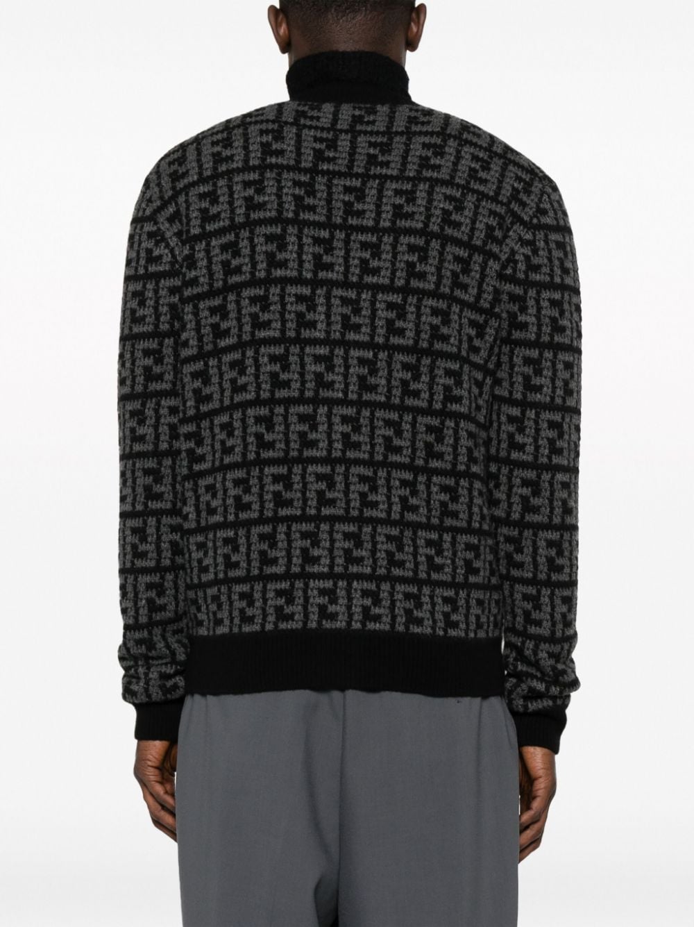 Shop Fendi Ff-motif Cashmere Cardigan In 黑色