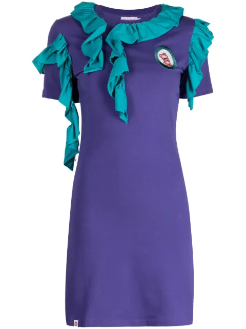 Charles Jeffrey Loverboy vestido corto con logo bordado y detalle de volantes