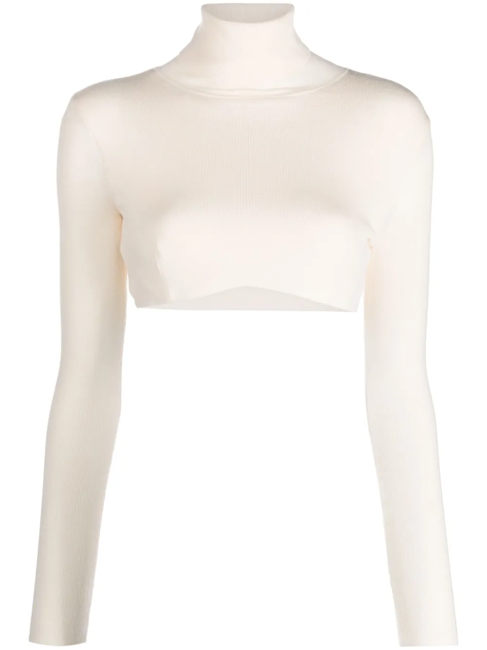 White turtleneck long deals sleeve crop top