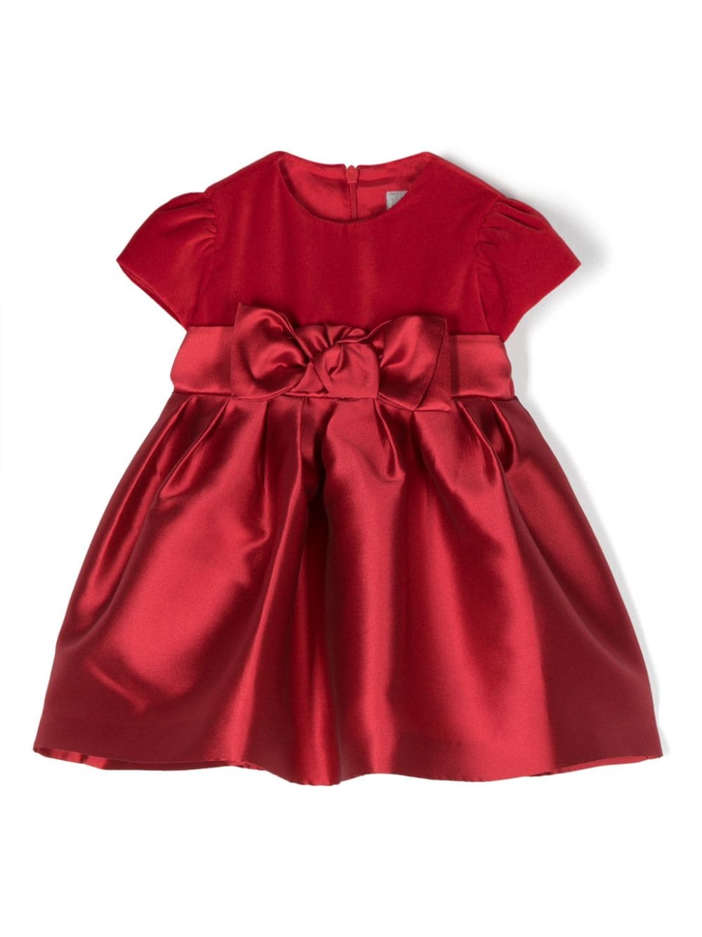 Il Gufo bow-detail velvet dress - Red