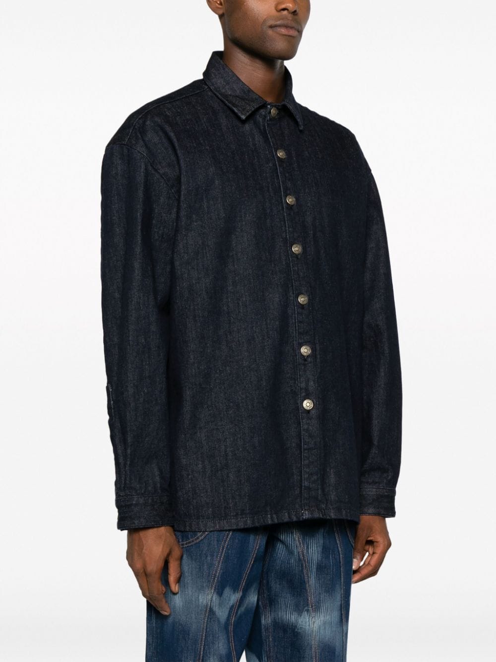 Shop 424 Long-sleeve Denim Shirt In Blue