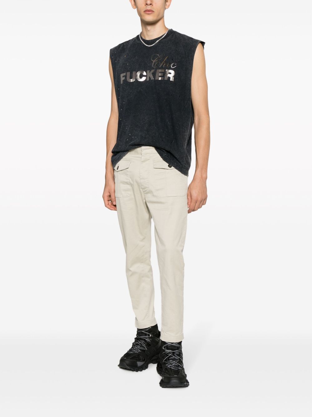 Dsquared2 mid-rise cotton tapered trousers - Beige