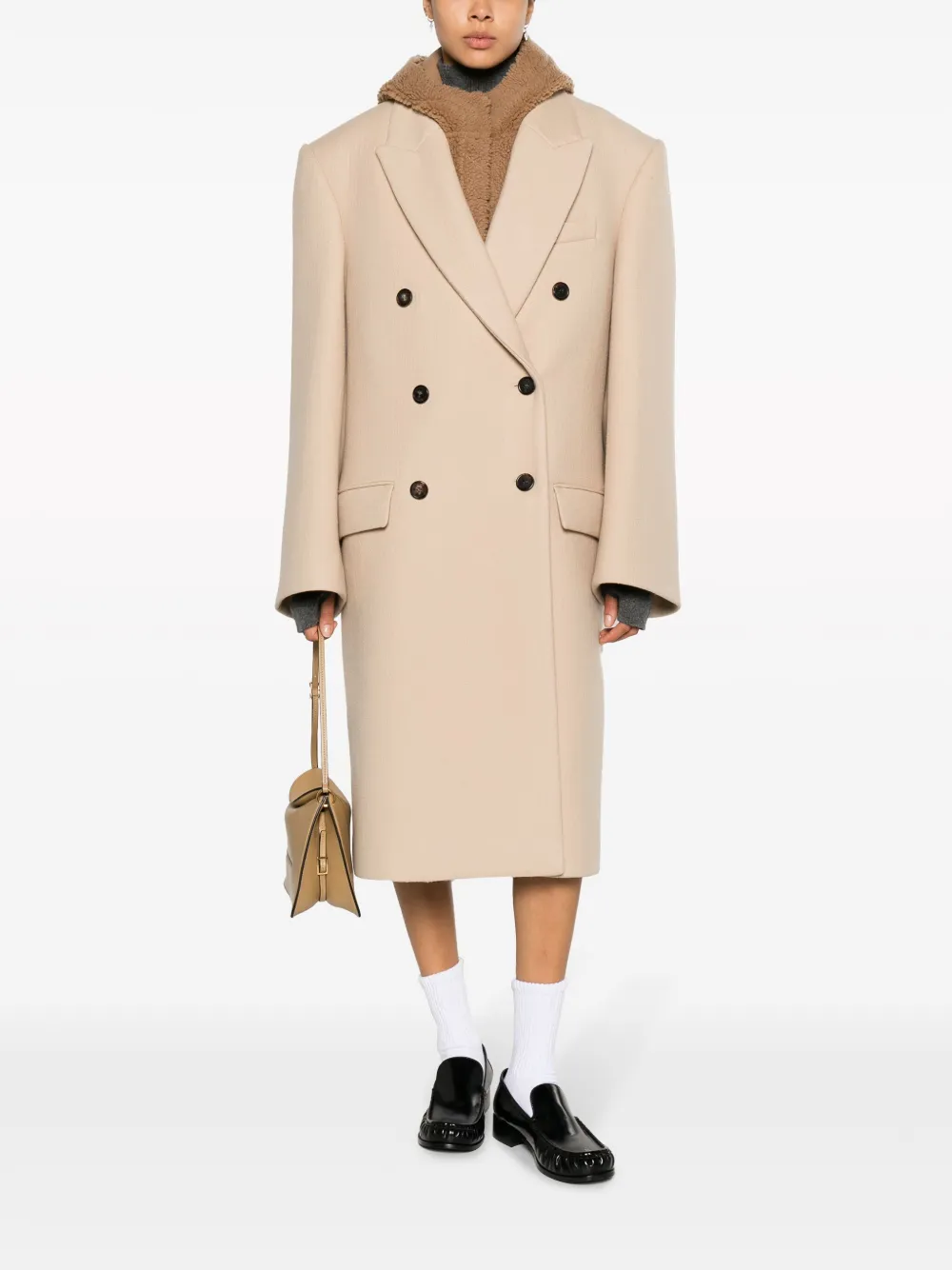 Yves Salomon reversible shearling hooded bib - Beige