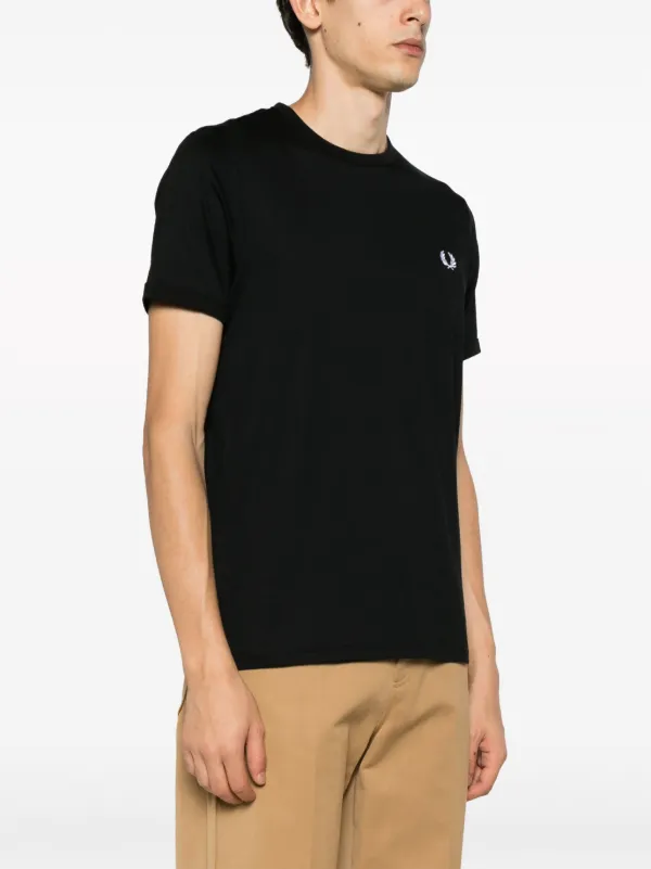 Fred Perry logo-embroidered Cotton T-shirt | Black | FARFETCH