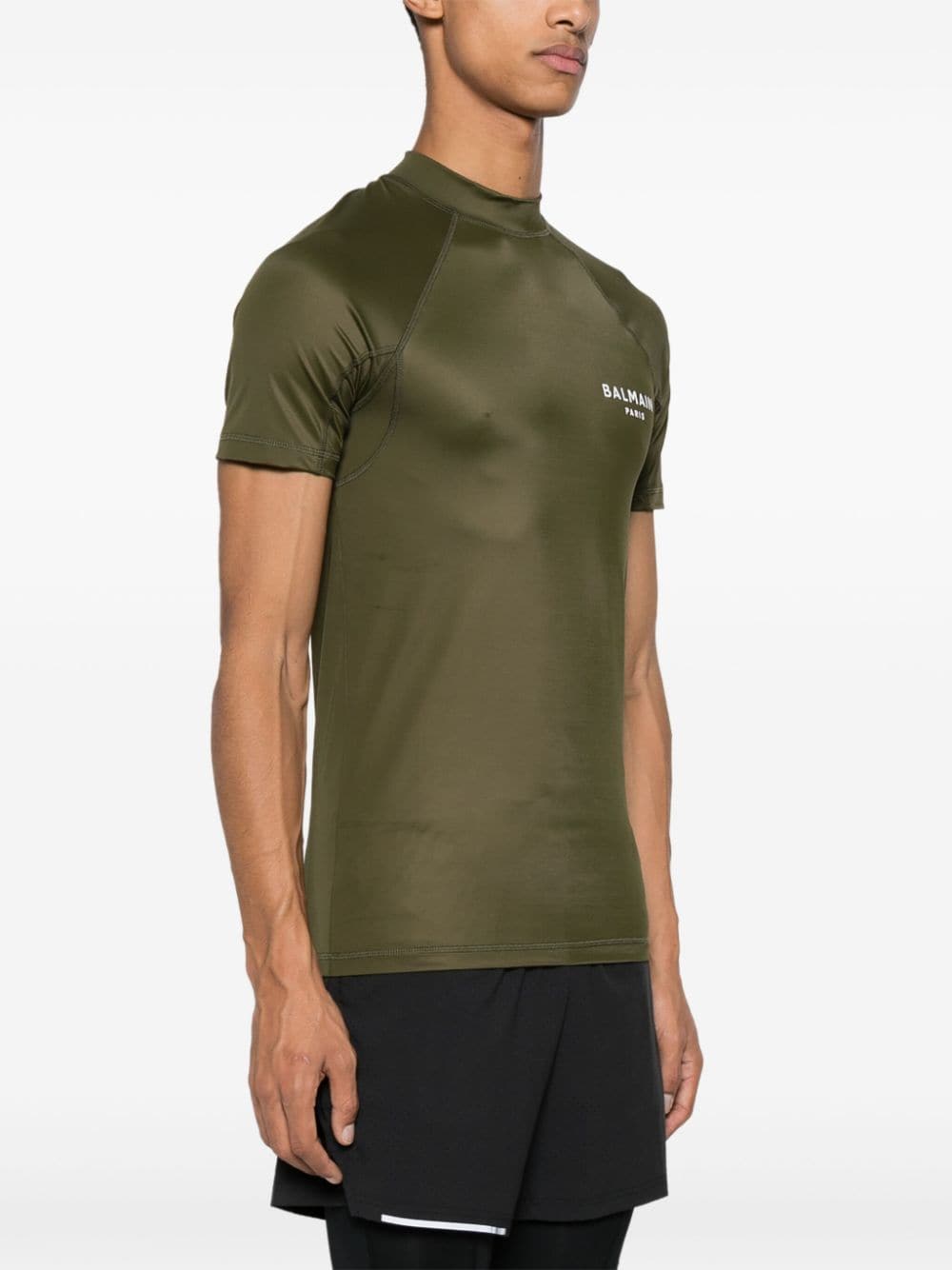 Balmain T-shirt met logoprint en ronde hals Groen