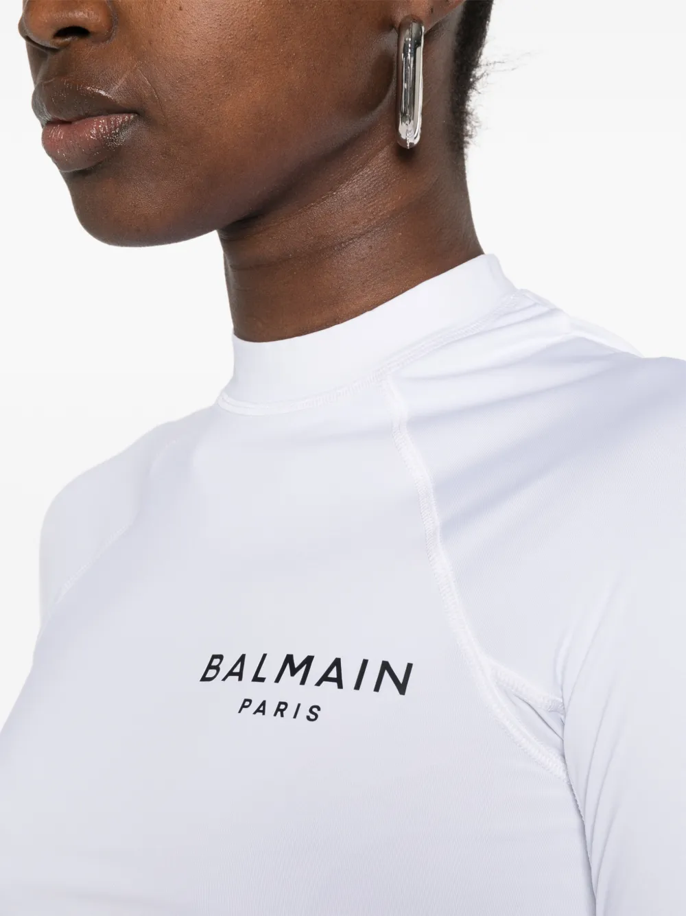 Balmain Cropped T-shirt met logoprint Groen