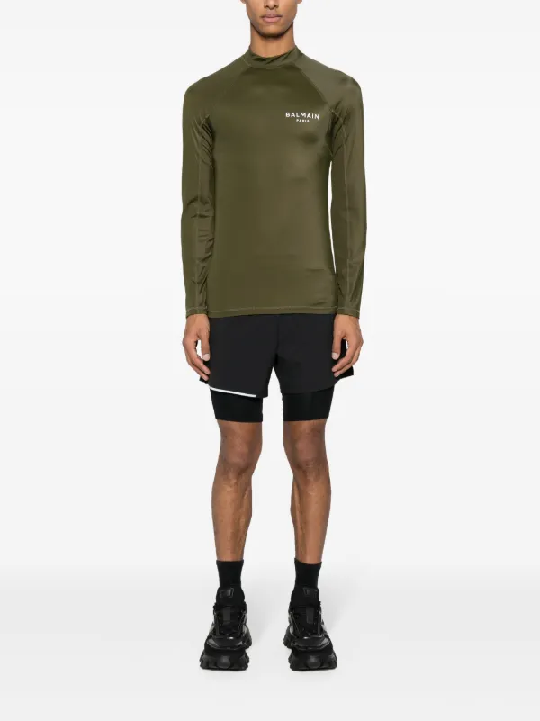 Balmain Camiseta Mangas Longas Com Estampa De Logo | Verde