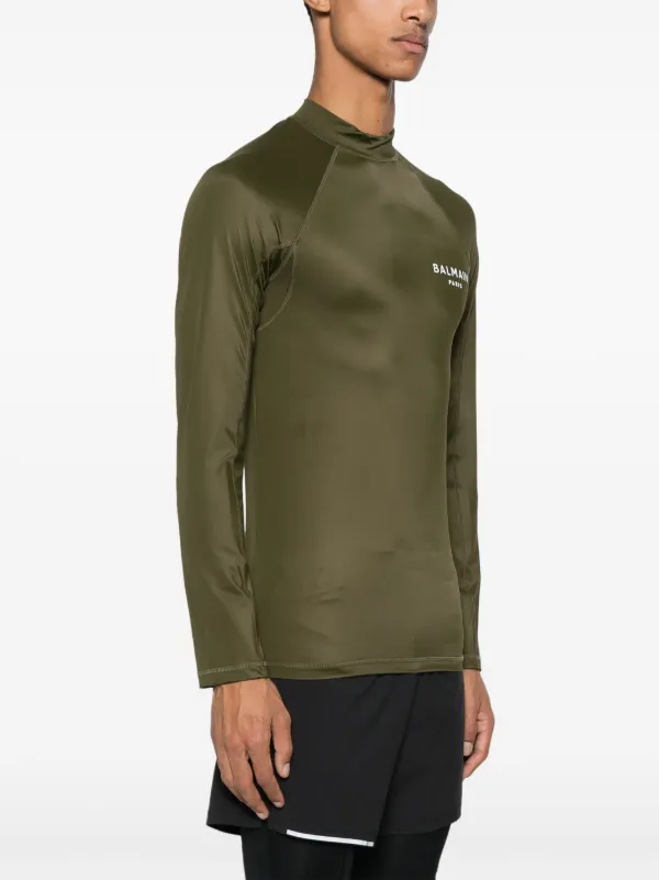 Balmain Camiseta Mangas Longas Com Estampa De Logo | Verde